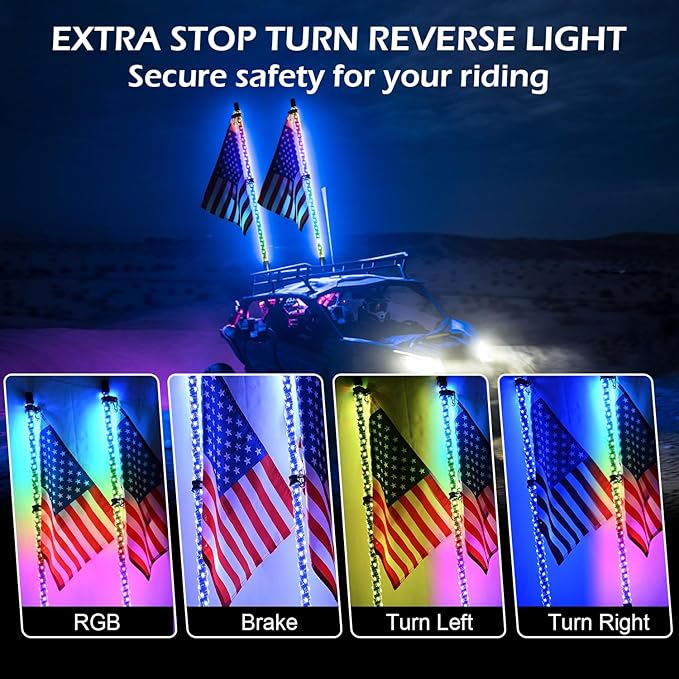 2PCS 3FT RGB LED Whip Light - Image 4
