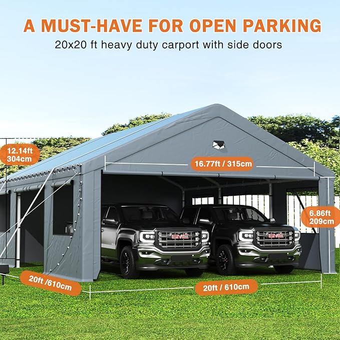 Carports 20X20 Heavy Duty，2 Car Carport - Image 2