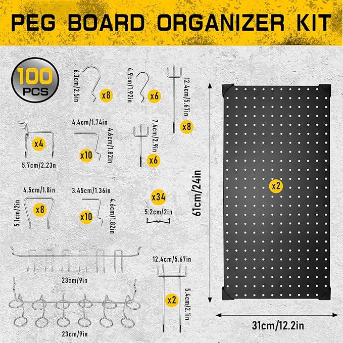 100PCS Pegboard Accessories Organizer Kit, Paper Towel Holder, Closet - Image 2