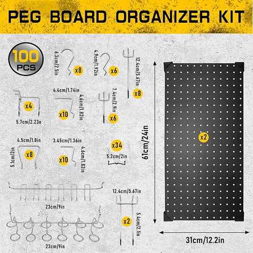 100PCS Pegboard Accessories Organizer Kit, Paper Towel Holder, Closet - Image 2