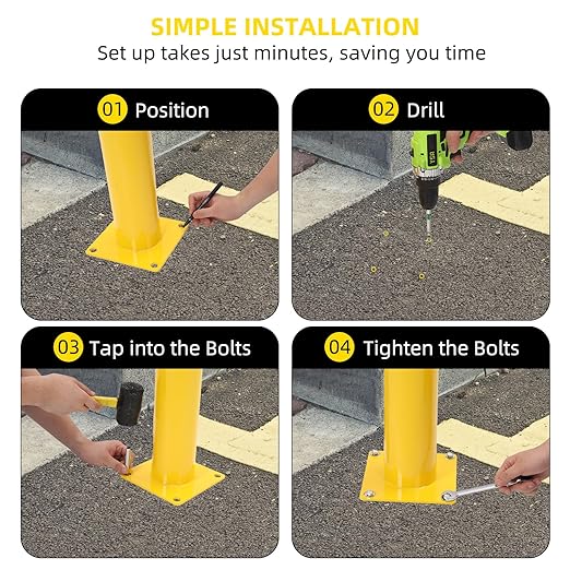 Safety Bollard 2 Packs, 48 Inch Height Steel Bollard Post - Image 5