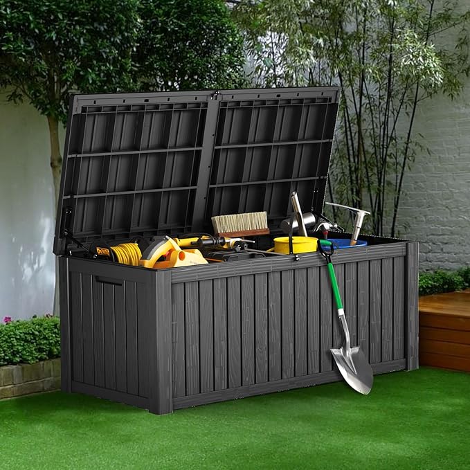180 Gallon Resin Deck Box, Waterproof Outdoor Storage Bin - Image 9