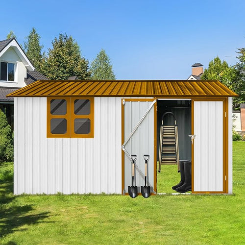 10x12 FT Outdoor Storage Shed, Large Metal Garden Shed - Image 2