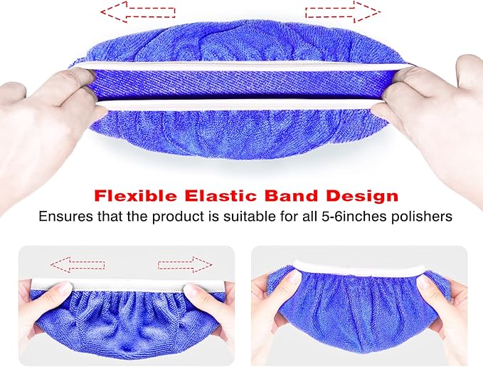 9 to 10 Inch Car Polisher Pad Bonnet, 10*Microfiber+5*Woollen - Image 5