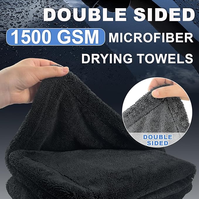 2-Pack Car Drying Towel, 1500 GSM Double Sided Microfiber Towels - Image 2