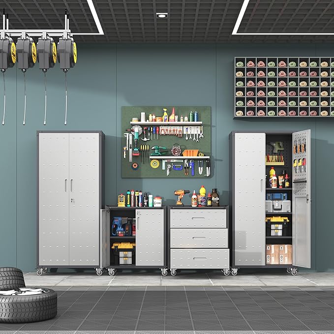 Metal Tool Cabinet, Garage Storage Cabinet System, Wall Cabinet & Locking - Image 2