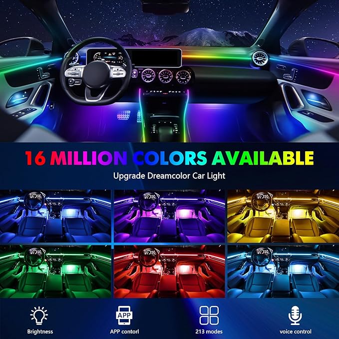 2025 Upgraded Dreamcolor Acrylic Interior Car LED Strip Light - Image 3