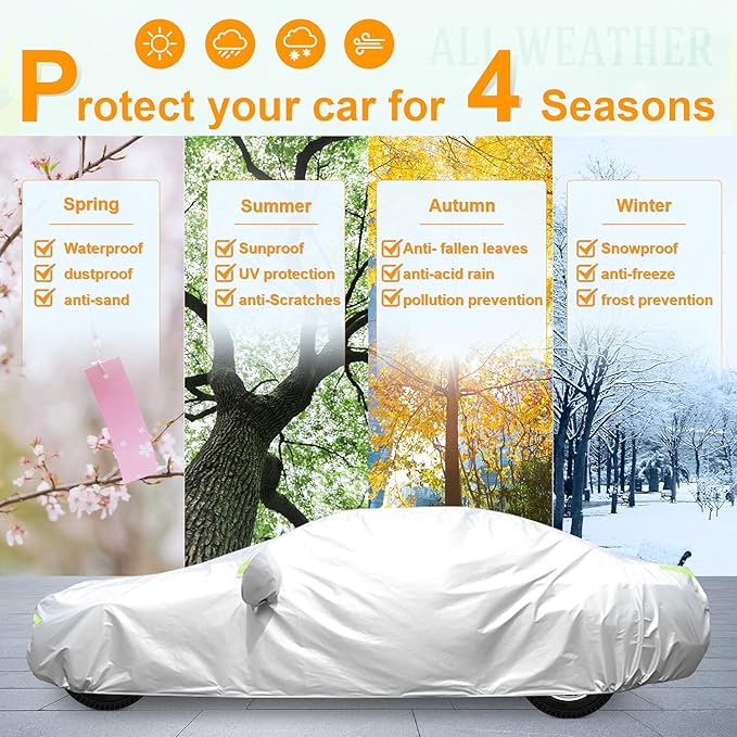 Waterproof Car Cover All Weather Snowproof UV Protection Windproof Outdoor Full - Image 4