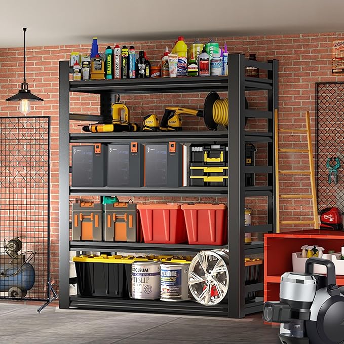 Garage Shelving, Storage Shelves Heavy Duty, 5-Tier Adjustable Black Shelving - Image 8
