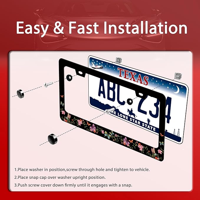 Colorful Butterfly License Plate Frame Beautiful Butterflies Flowers License - Image 3