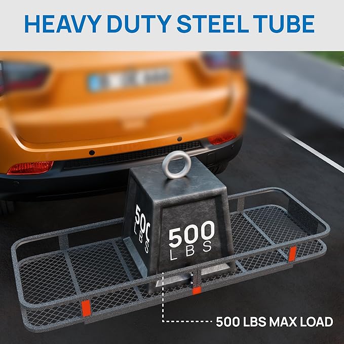 Bonnlo 60''X 20''X6'' Folding Hitch Mount Cargo Carrier Basket - Image 6