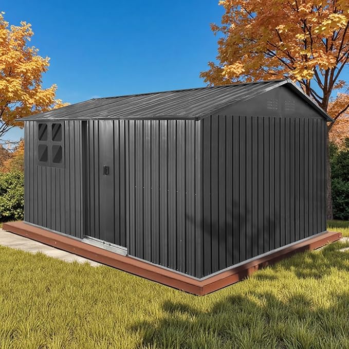 12x10 Ft Storage Shed Outdoor, XL Permanent Steel Building by Unknown