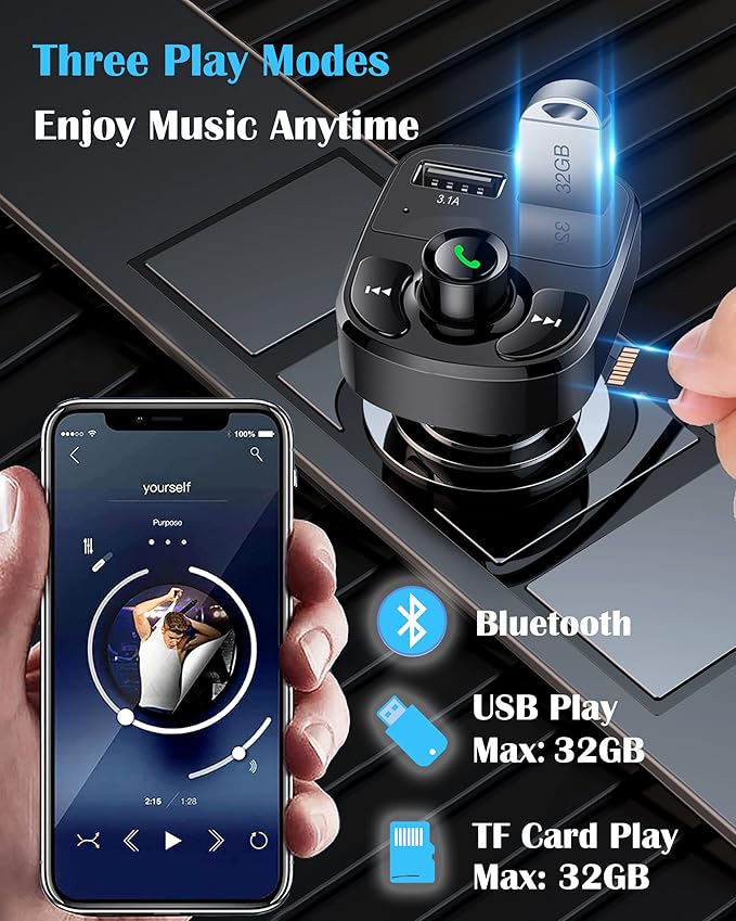 Handsfree Call Car Charger, Wireless Bluetooth FM Transmitter Radio Receiver - Image 3