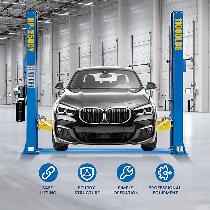 110V Two Post Car Lift 11, 000 LBS, Single-Sided Unlocking Heavy Duty Floor - Image 3