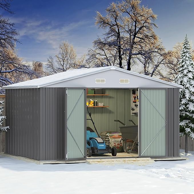 Greesum 10×8FT Outdoor Storage Shed, Metal Patio Storaged Sheds - Image 2