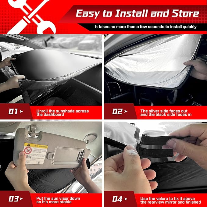 ARISMOTOR Windshield Sun Shade for Cadillac Escalade 2021-2025 2026, Custom Fit - Image 6