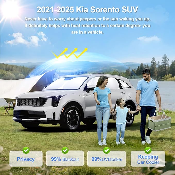 8pcs Car Window Shades for Kia Sorento SUV 2021-2025 Accessories, Windshield - Image 2