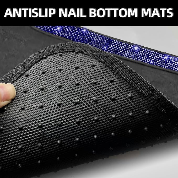 NBTEPEM Blue Bling Car Floor Mats Full Set, Universal Fit Most Cars - Image 4