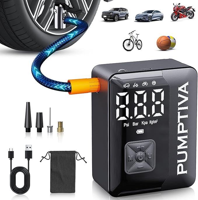 Tire Inflator Portable Air Compressor, 150 PSI Portable Electric Bike Pump Auto - Image 9