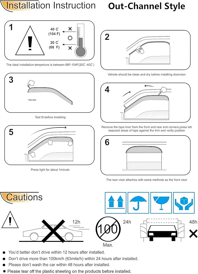 94039 Side Window Wind Vent Deflector, Window Visor fit - Image 6