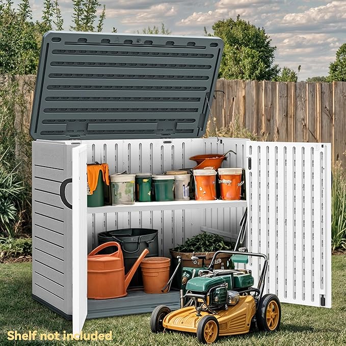 DWVO Outdoor Storage Shed, Weatherproof Resin, 35 Cu Ft Capacity, Horizontal - Image 2