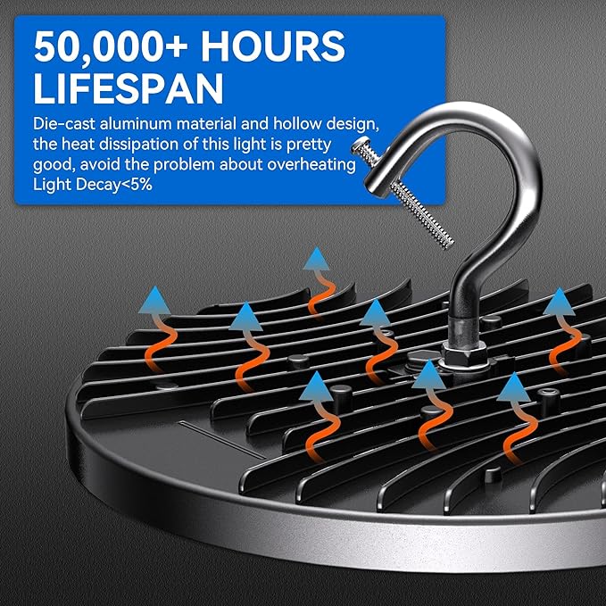 Led High Bay Light 100W, 14000lm 5000K UFO Bay Lighting - Image 4