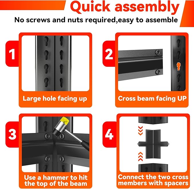 55"H Garage Shelving 2400LBS Capacity Heavy Duty Steel Storage Shelves - Image 4