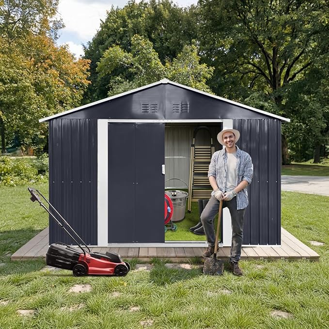 9 x 6.4 Ft Outdoor Storage Shed, Heavy-Duty Metal Shed - Image 7