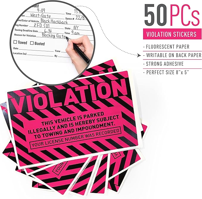 easykart labels 50 Parking Violation Stickers, 5 x 8 inch “Violation - Image 2