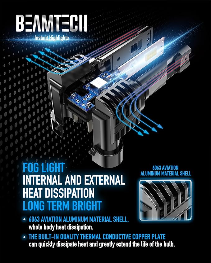 BEAMTECH 9005 Fog Light Bulb, HB3 Fog Bulb 6500K Fog Light or ATV UTV Off Road - Image 7