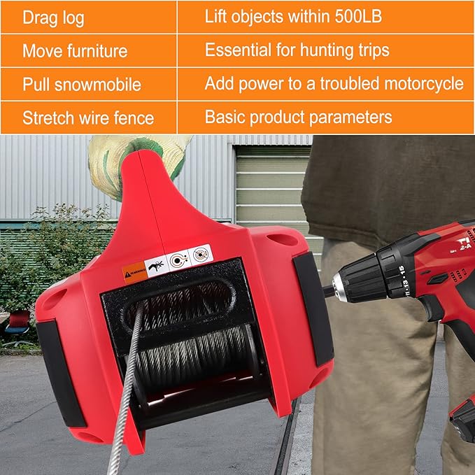 Portable Drill Winch, Rotate The Hook 360 Degrees, Stretched Wire Fence - Image 6