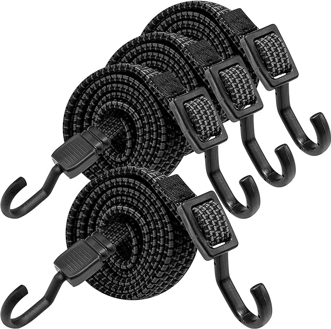 Bungee Cords with Hooks Heavy Duty, Flat Adjustable Bungee Cords with Hooks 80 by Rugtol