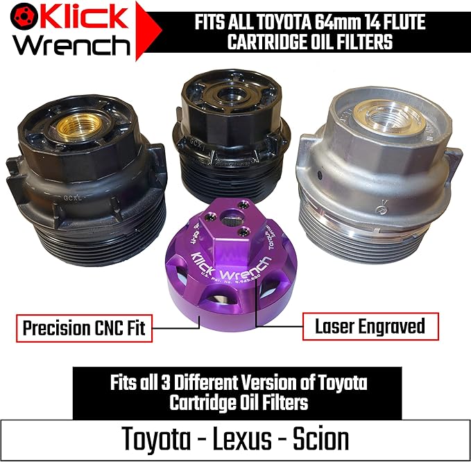 64mm 2 Stage Heavy Duty Torque Limiting Oil Filter Wrench Purple 6061-T6 Billet - Image 3