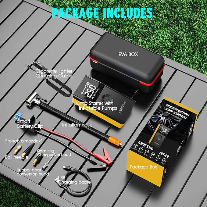Portable Car Jump Starter with Air Compressor, 4000A 150PSI 12V Car Battery - Image 9