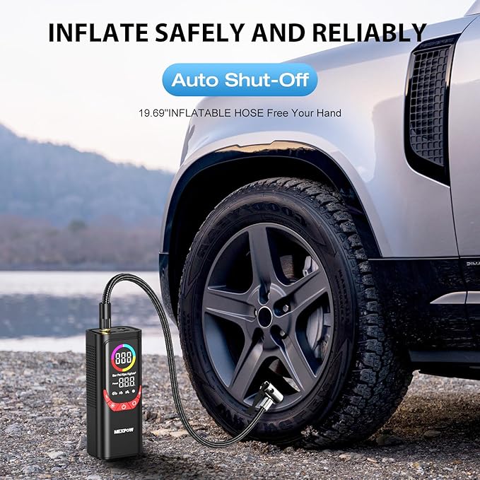 NEXPOW NP17 Portable Air Compressor, 150 PSI Digital Tire Inflator, Fast - Image 3