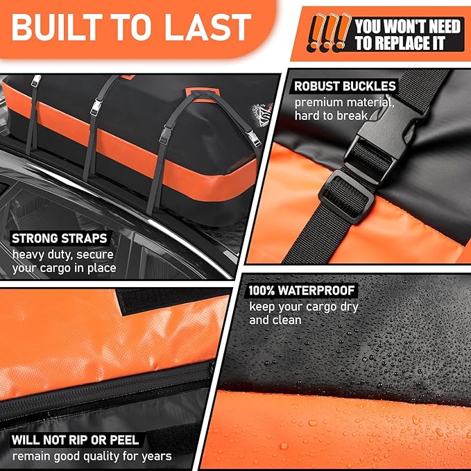 Asinking Car Roof Bag Rooftop top Cargo Carrier Bag 21 Cubic feet Waterproof - Image 6