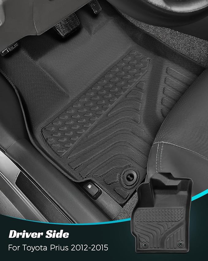 Car Floor Mats for Toyota Prius 2012-2014 Accessories, All Weather Rubber Mat - Image 4