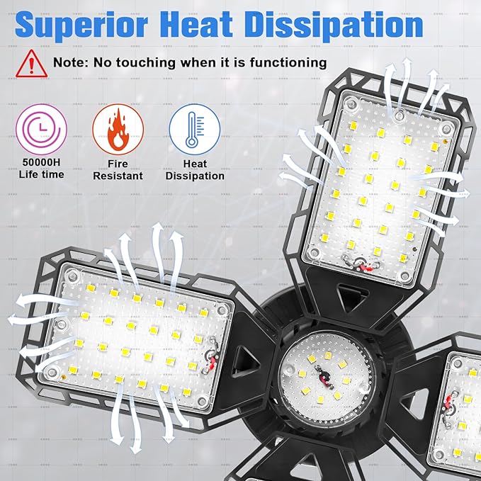 LED Garage Lights 4 Pack -120W, 12000LM 6500K Led Shop Light - Image 4