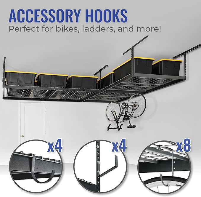 SafeRacks Heavy Duty Overhead Garage Storage Rack, 600 lb Capacity, Adjustable - Image 3