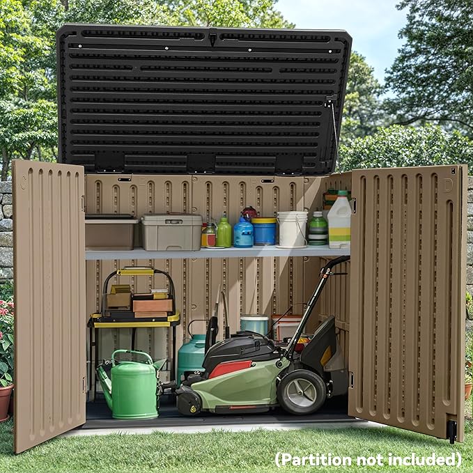 YITAHOME Extra Large Outdoor Horizontal Storage Shed, 4.5x4ft Resin Tool Sheds - Image 3