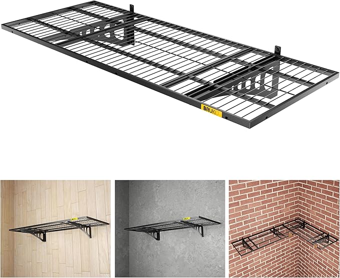 1.64x4ft Adjustable Rail Wall Garage Storage Shelf, by Unknown
