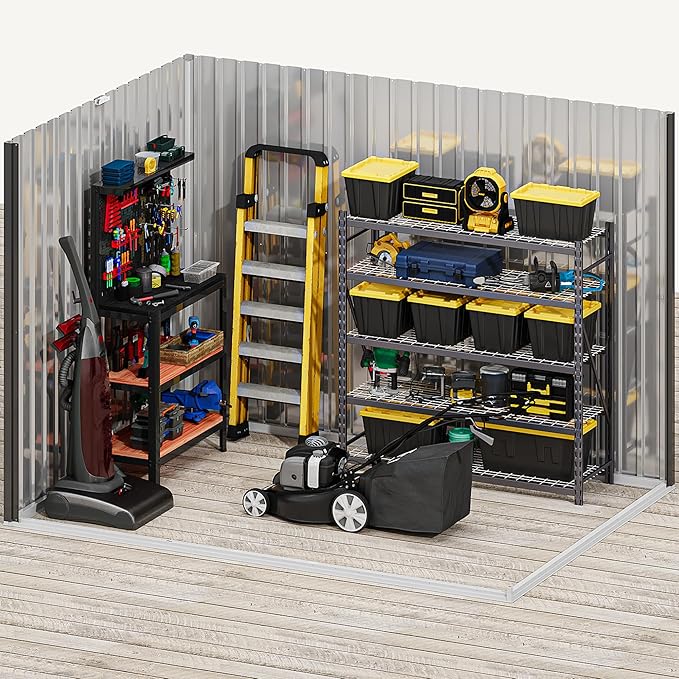 DWVO 8' x 6' Outdoor Storage Shed, Waterproof Metal Garden Shed - Image 8