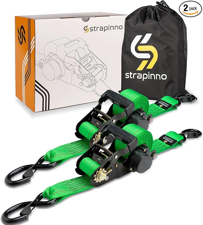 Strapinno Retractable Ratchet Tie-Down Straps, 000 lbs Breaking Strength- 2 in by Strapinno