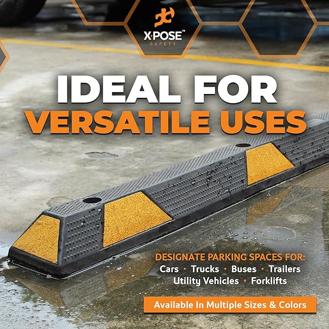 Xpose Safety 72" Heavy Duty Rubber Parking Stopper – 1 Pack Wheel Blocks - Image 6
