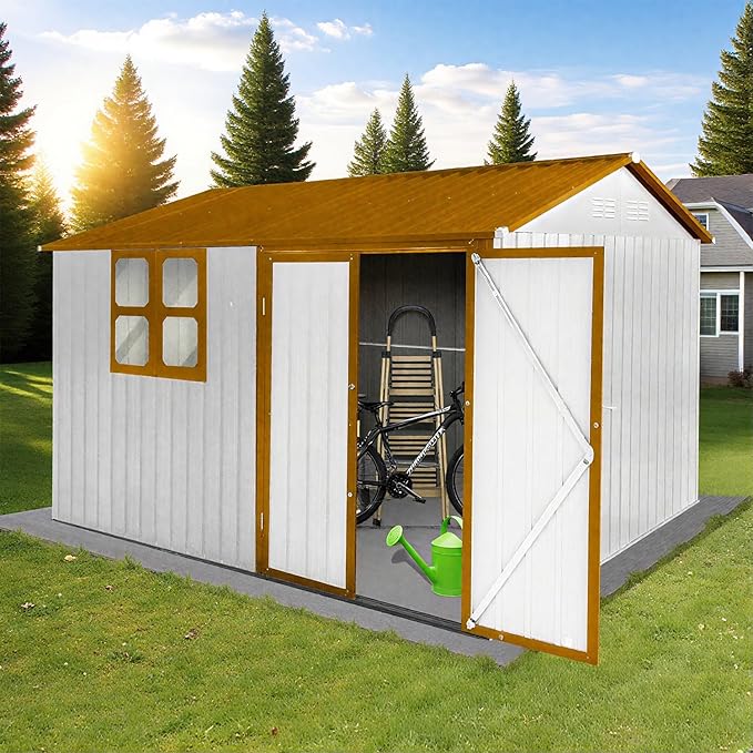 10 x 8 FT Outdoor Storage Shed, Metal Garden Tool Shed by Unknown