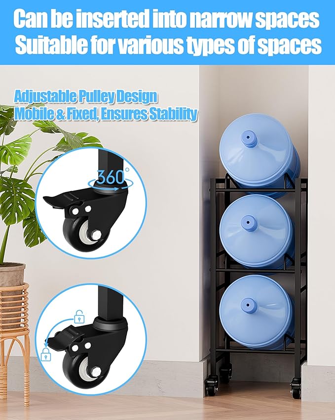 5 Gallon Water Jug Holder, Movable 3 Tier Heavy Duty Water Rack - Image 6