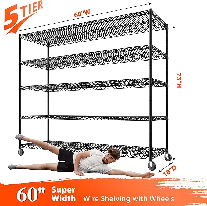 REIBII 73" H Storage Shelves Wire Shelving - Image 3