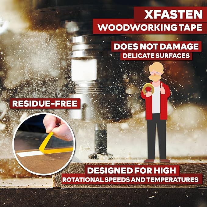 XFasten Bulk Double Sided Woodworking Tape 1-inch, 592 Feet Total Residue-Free - Image 2