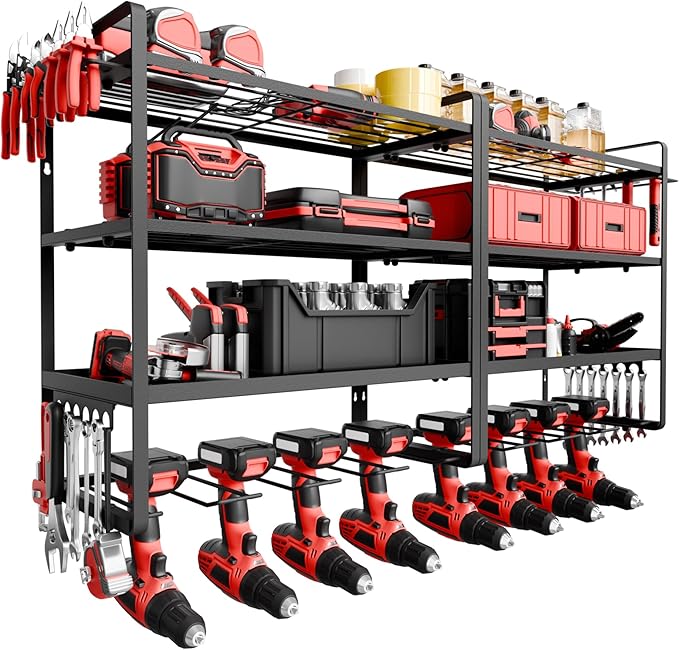 NINAT Heavy Duty 4-Tier Wall Mount Tool Organizer Rack by NINAT