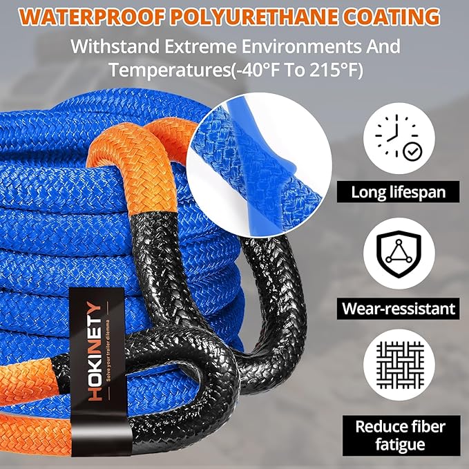 Kinetic Recovery Tow Rope: 1.26" x 30ft 55000LBS Snatch Strap - Image 6